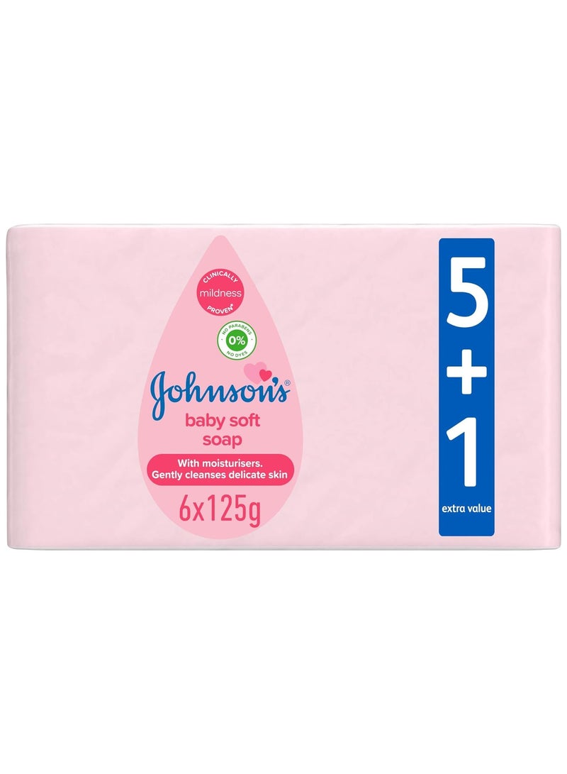 Johnson'S Baby Soft Soap 6 X 125 Gm